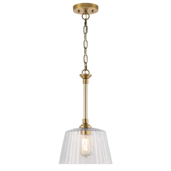 Westinghouse Pendant 60W Aggie, Brushed Brass Clear Ribbed Glass 6130200 - main